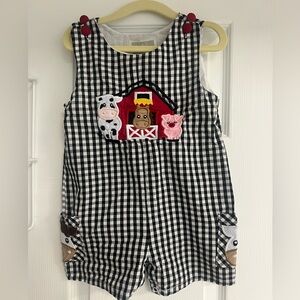 Lil Cactus 2T barn farm Jon Jon outfit black gingham